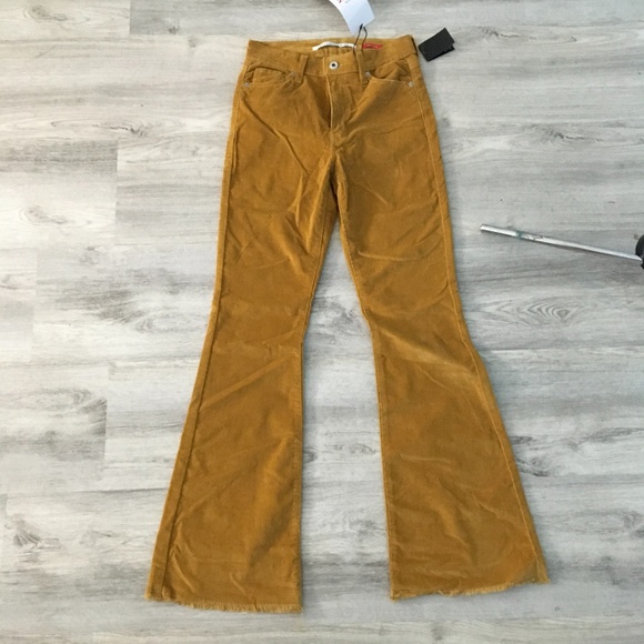 high-rise flare  tan/camel bell Botton pants - Picture 1 of 3